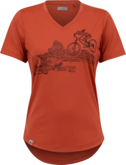 Pearl Izumi Midland Graphic Fietsshirt Dames -Fietsuitrusting Winkel pearl izumi midland graphic t shirt dames rood