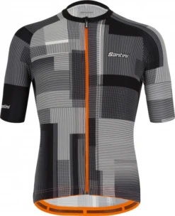 Santini Karma Kinetic Fietsshirt -Fietsuitrusting Winkel santini karma kinetic jersey zwart wit